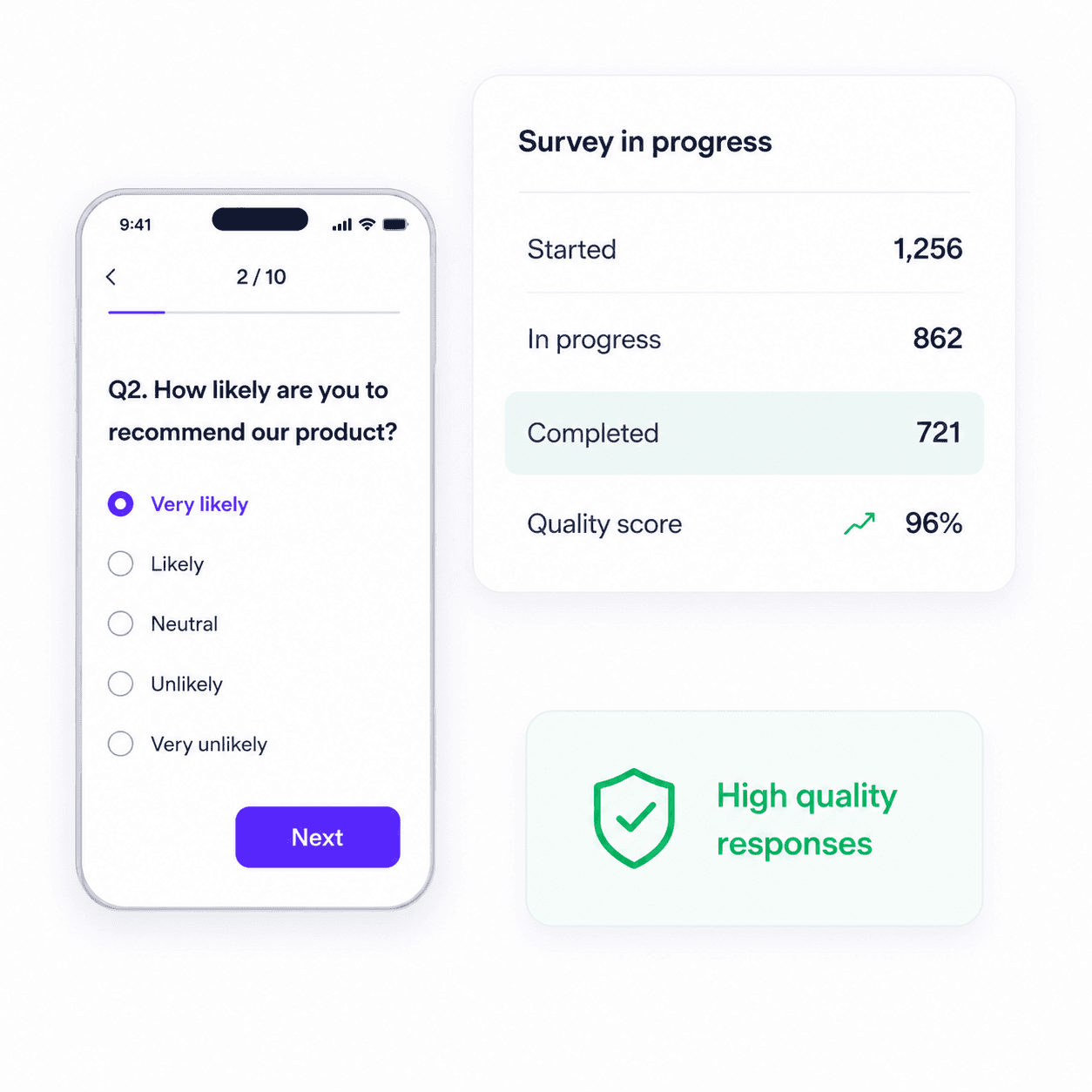 Respondent interface preview on mobile and desktop