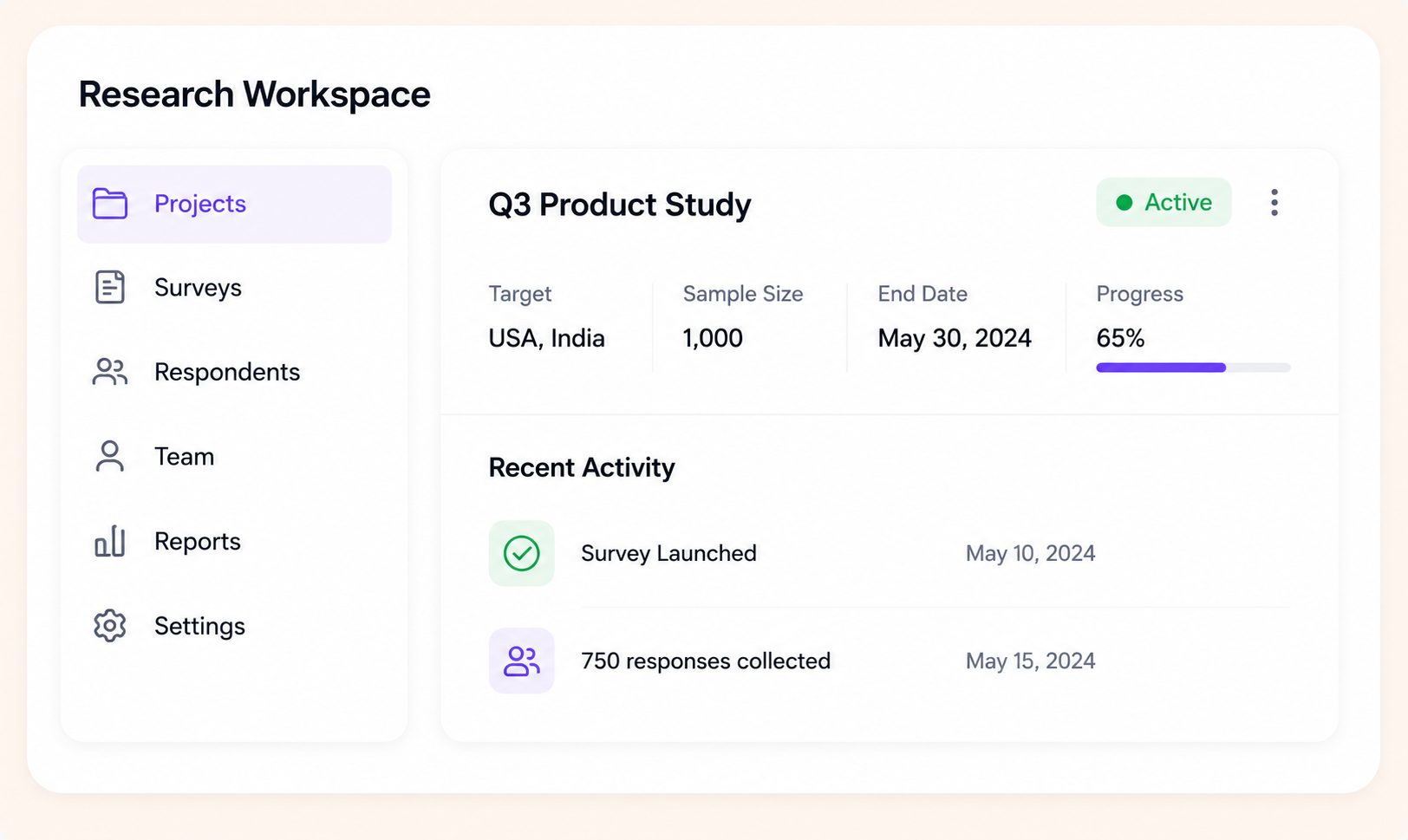 Research Management workspace